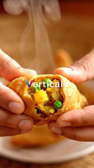 熱々サモサ、割った瞬間