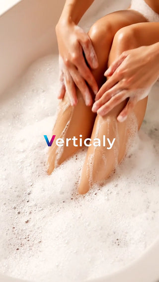 泡風呂で脚を洗う