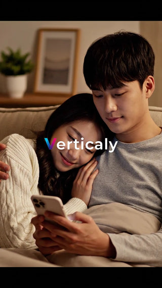 寄り添う二人、スマホを眺める