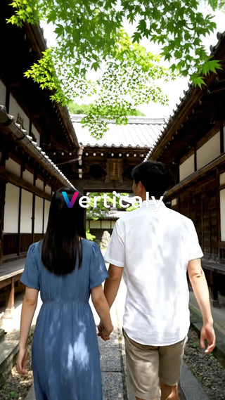 古都の街並みを歩く二人