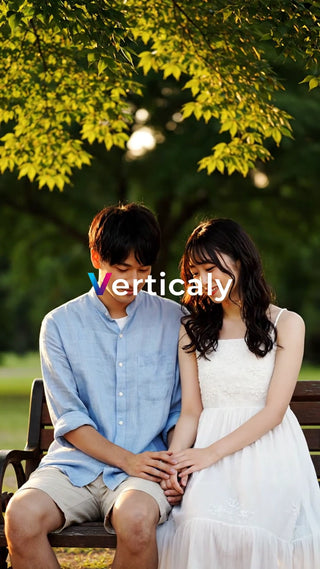 公園デート、寄り添う二人