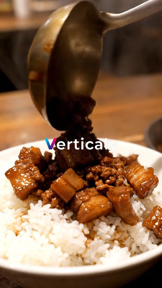 ご飯に煮込みをかける