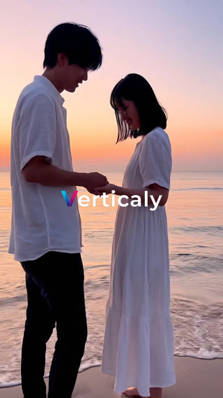 海辺で寄り添う二人