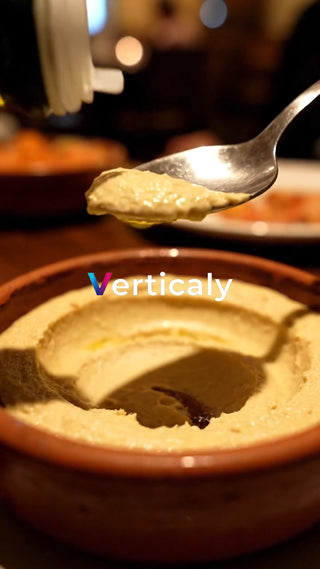 熱々フムス、スプーンで