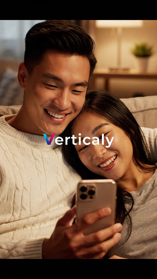 寄り添う二人、スマホを眺める