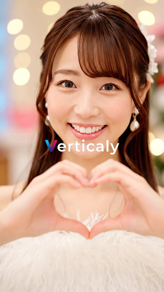 笑顔でハートを作る女性