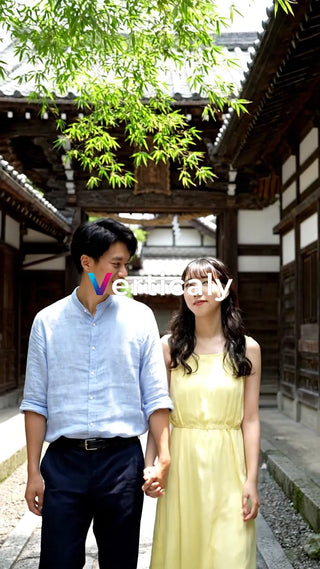 古都の街並み、二人で散歩