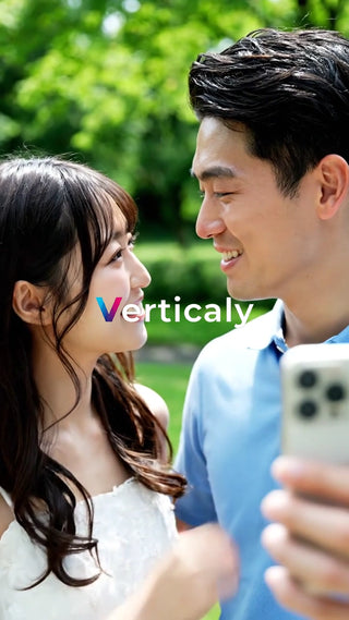 見つめ合う二人、公園で