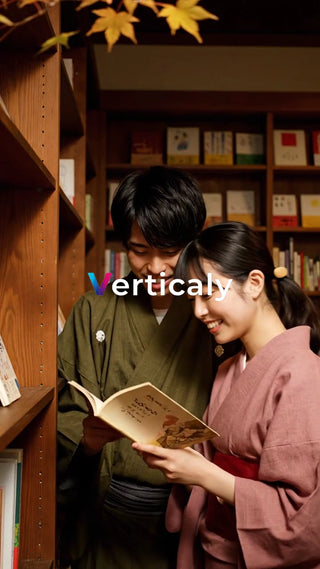 着物姿の二人、読書を楽しむ