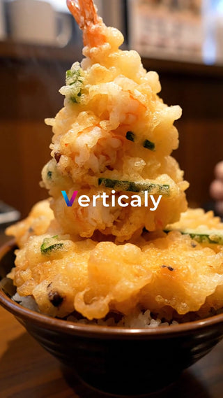 海老天ぷらの天丼、熱々