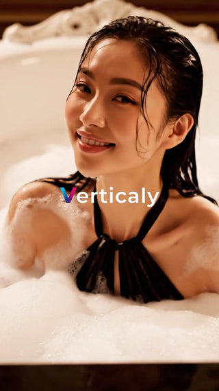 泡風呂で微笑む女性