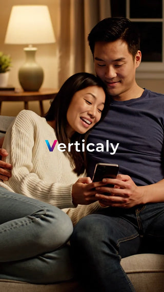 寄り添う二人、スマホを覗く