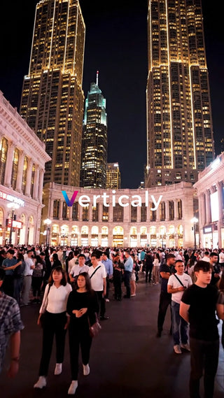賑やかな街並み、夜の風景