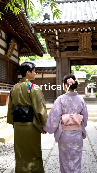 浴衣姿の二人、散策デート