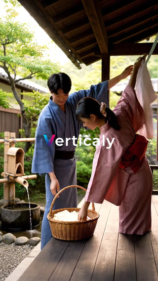 浴衣姿の二人、縁側で語らう