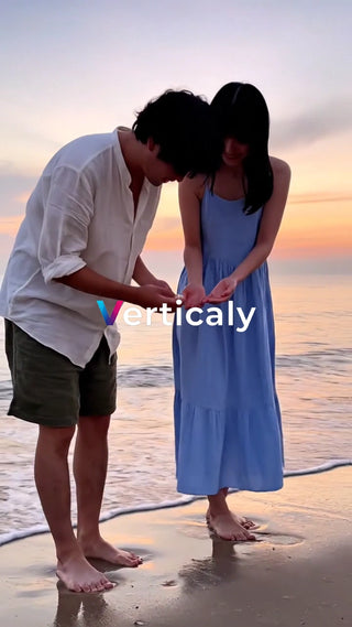 浜辺で寄り添う二人