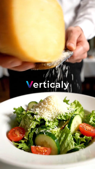 サラダにチーズをかける