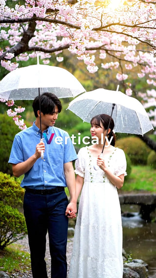 雨の日の桜並木デート