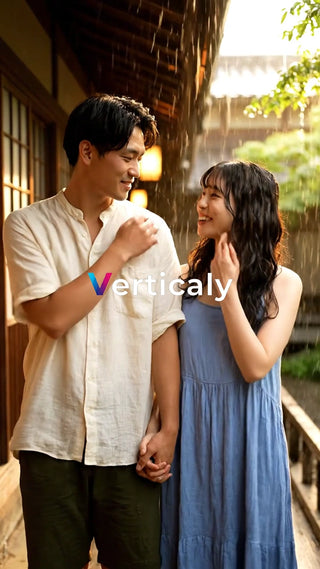 雨宿り、寄り添う二人