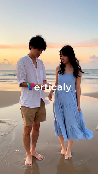 海辺で語らう二人