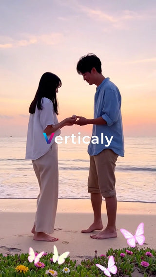 夕焼けビーチ、寄り添う二人