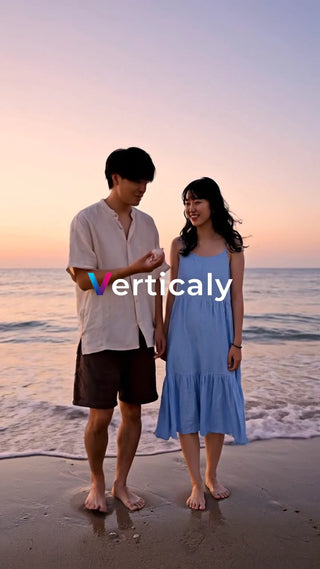 海辺デート、夕暮れの二人