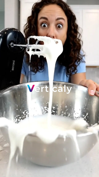 泡立つクリーム、驚きの表情