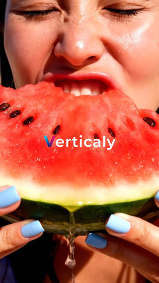 スイカを頬張る女性