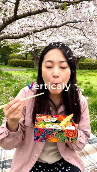 桜の下で食べるお弁当