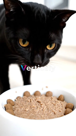 猫とご飯、食べる前の瞬間