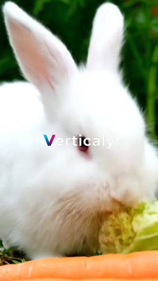 白うさぎ、野菜を食べる