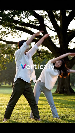 公園でストレッチ、爽やかな朝