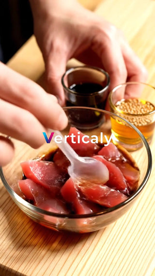 マグロの漬け、醤油と胡麻油