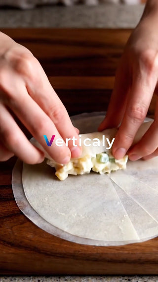 春巻きを巻く、手元