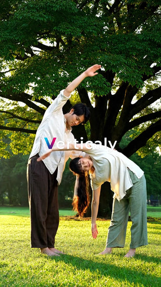 公園でストレッチする男女