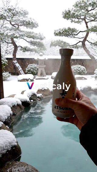 雪景色温泉、温かい酒を