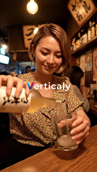 酒を注ぐ女性、笑顔が素敵