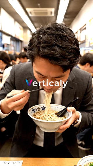 蕎麦をすするビジネスマン