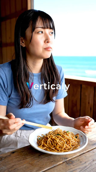 食事を楽しむ女性、海辺のカフェ