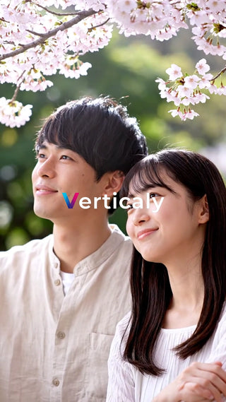 桜並木、春の二人