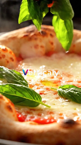 出来立てピザ、バジルを添えて