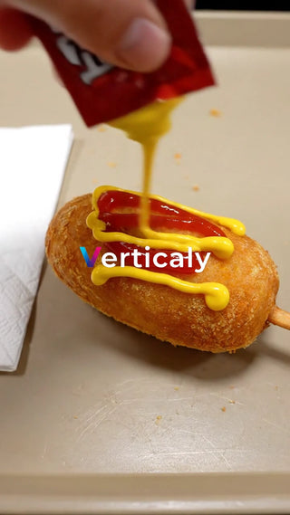 コーンにケチャップとマスタード