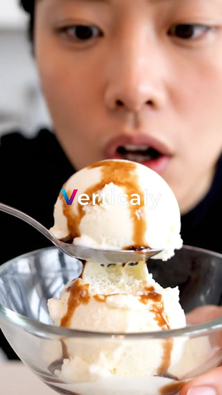 バニラアイスとシロップ