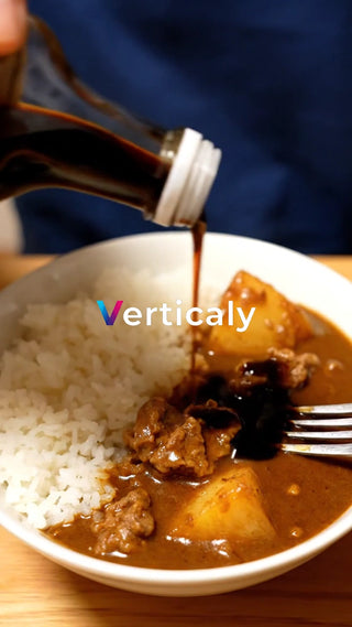 カレーライスにソースをかける