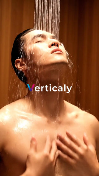 シャワーを浴びる男性