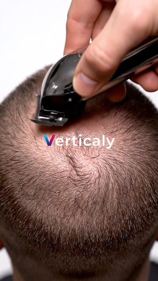 髪を切る、男性の頭皮