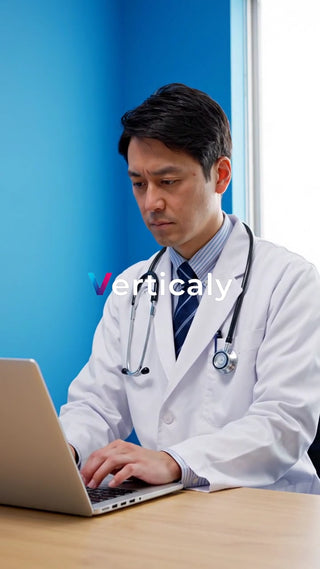 医師のパソコン作業、集中