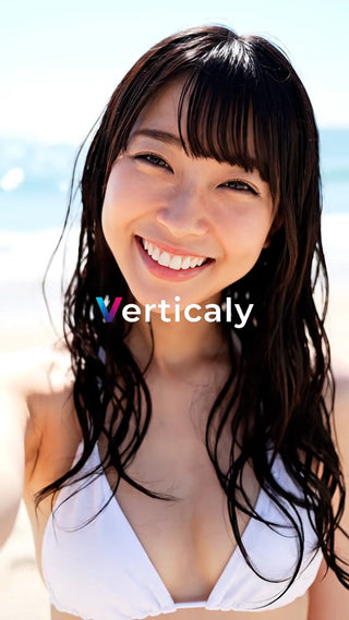 浜辺で微笑む女性