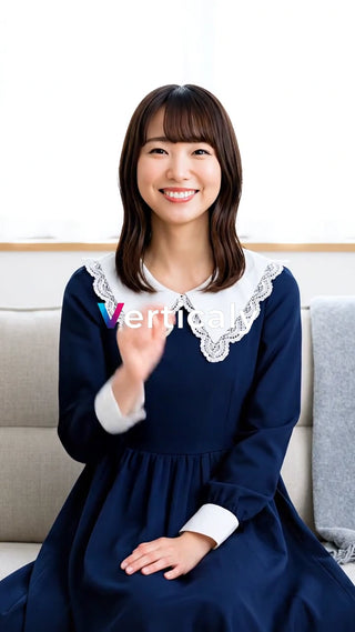 笑顔で手を振る女性