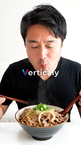 牛丼を食べる男性